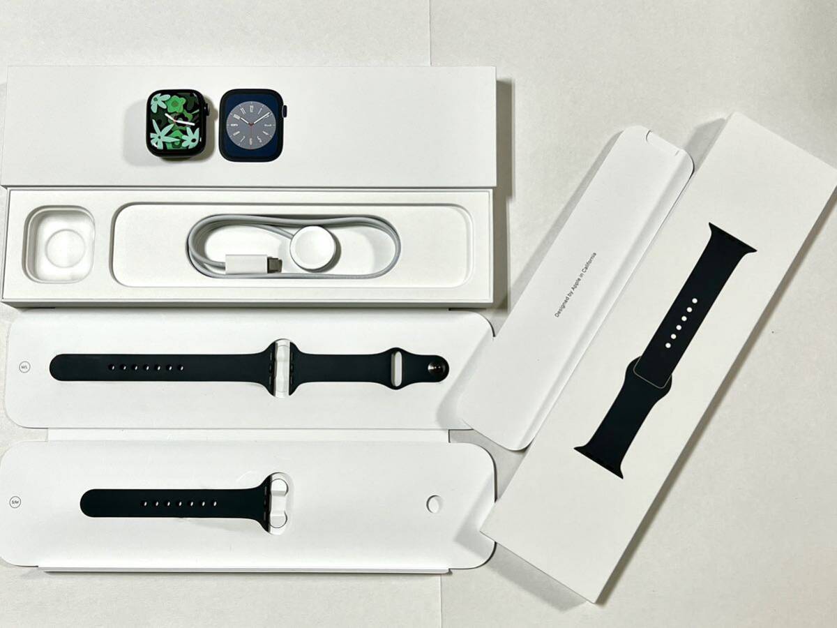 ★ 即決 バッテリー100% ★ Apple Watch Series 8 41mm アップルウォッチ ミッドナイト アルミニウム GPS 純正品 スポーツバンド 製品保証_画像2