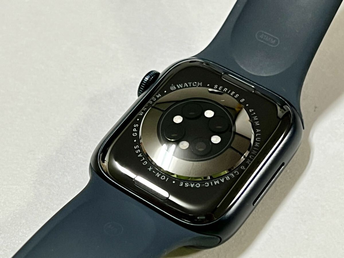 ★ 即決 バッテリー100% ★ Apple Watch Series 8 41mm アップルウォッチ ミッドナイト アルミニウム GPS 純正品 スポーツバンド 製品保証_画像10