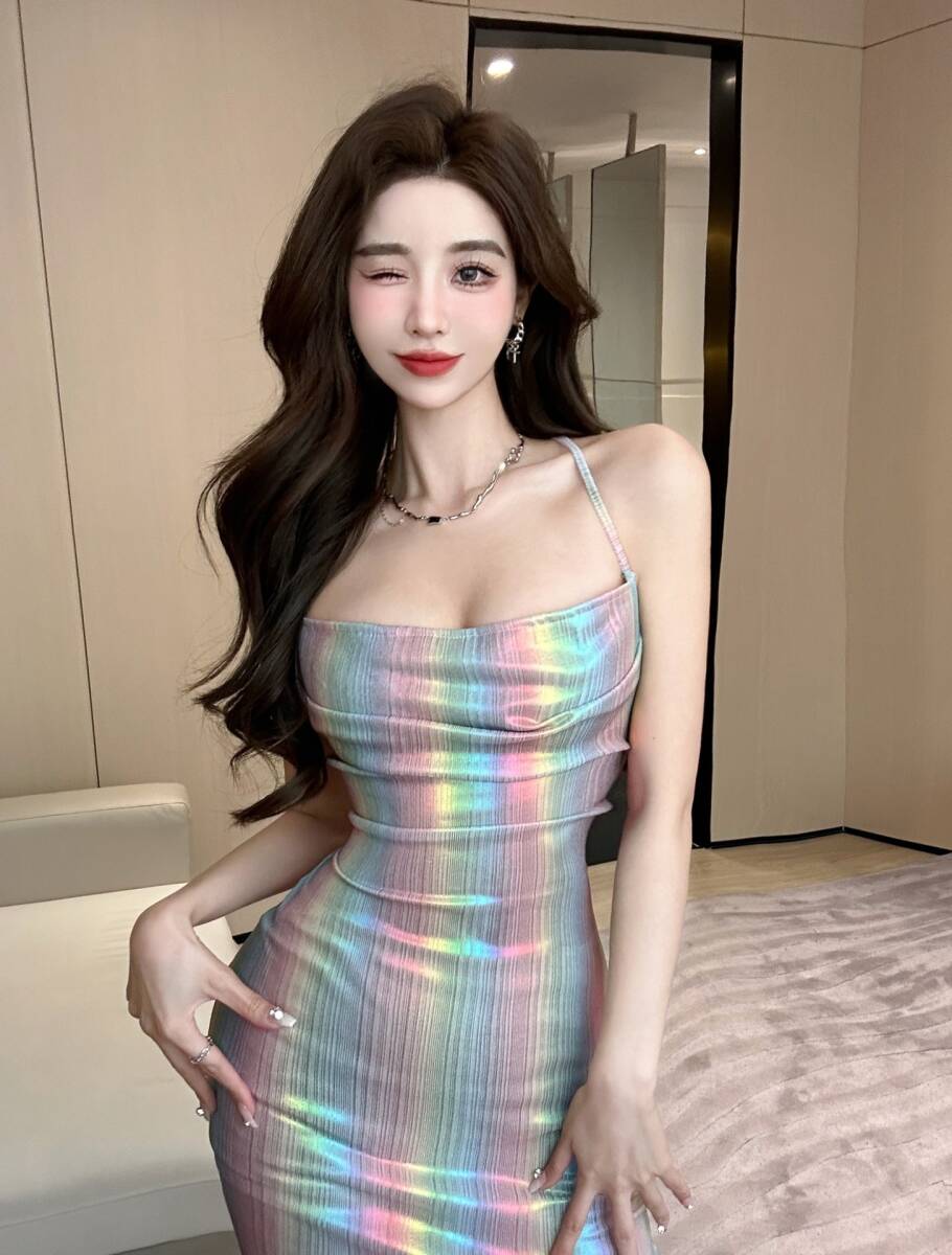  free shipping sexy Ran Jerry race queen rainbow color baby doll [ One-piece * T-back 2 point ] Night wear costume play clothes 