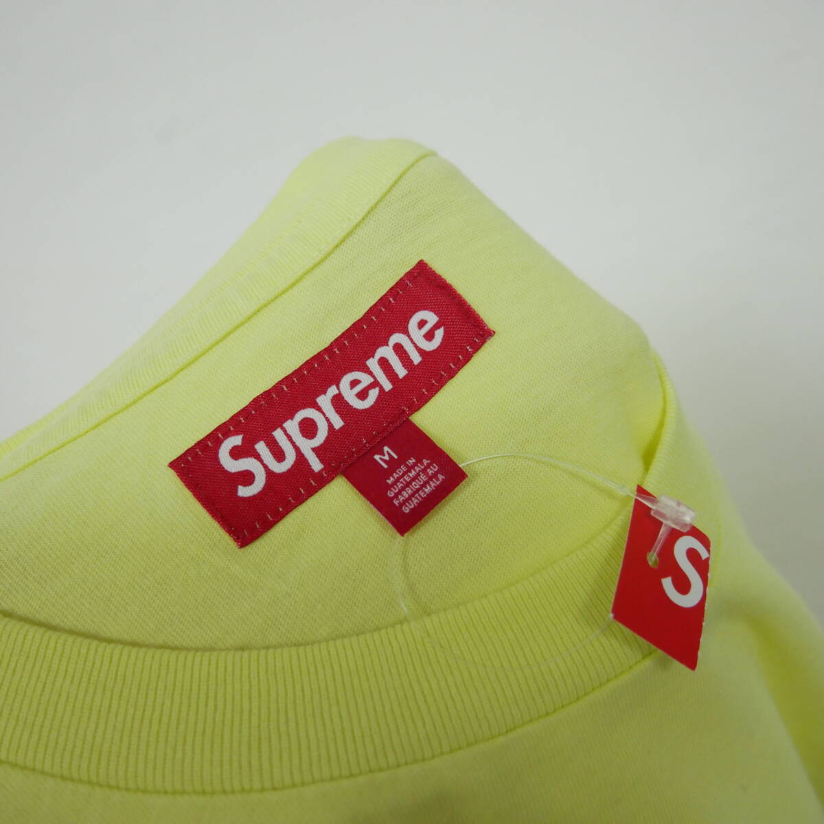 【1円】試着 国内正規 Supreme 24SS Washed Tag S/S Top Tee ウォッシュドタグ 半袖Tシャツ Bright Yellow ブライトイエロー 黄 M_画像4