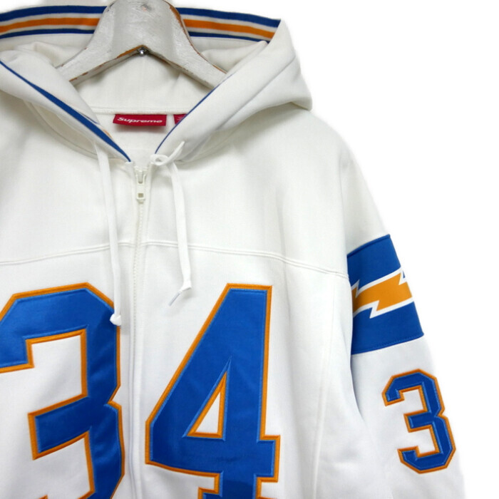 【1円】国内正規 Supreme 24SS Football Zip Up Hooded Sweatshirt フットボール ジップアップパーカー ナンバリング White ホワイト 白 XL_画像3