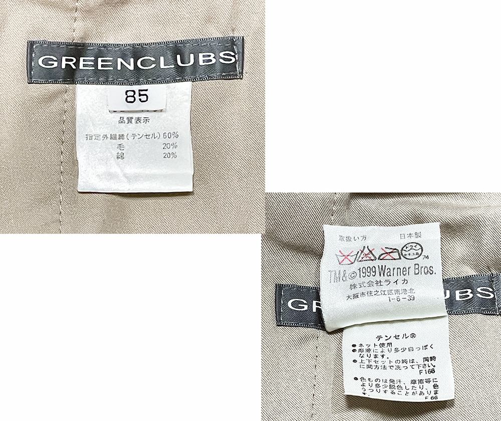 ライカ社 グリーンクラブ 日本製【GREENCLUBS】ワーナー公式 バックスバニー刺繍入り コーデュロイパンツ/茶 GOLF ゆったりＬ～XL相当_画像7