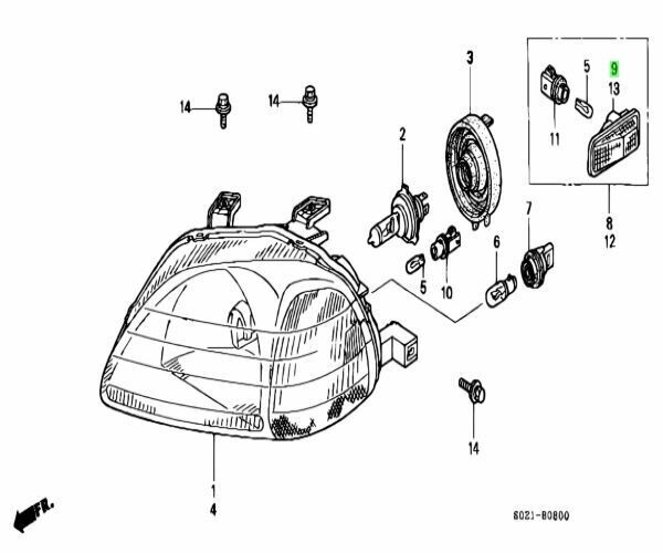 ホンダ ランプユニット シビック 左 サイドターン ×1 Sidemarkerr SIDE Lens LH HONDA 純正 JDM OEM メーカー純正品_画像2