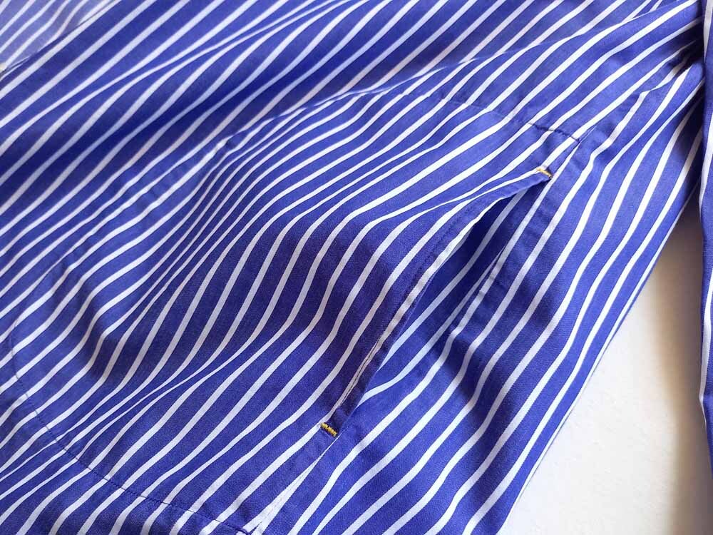 ２３区×CANCLINI カンクリーニ チュニック丈シャツ 羽織りにも使えるポケット付き ゆったり３６ 青紺/白の画像7