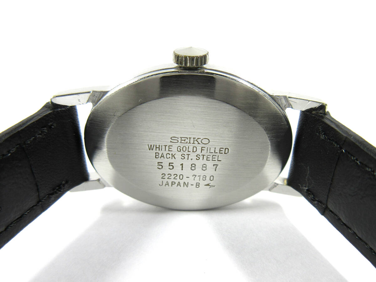 セイコー ヴィンテージ 2220-7180 ソーラー シルバーアラビア 22mm オーバルケース レディース 手巻 時計 WG金張り/SS_画像8