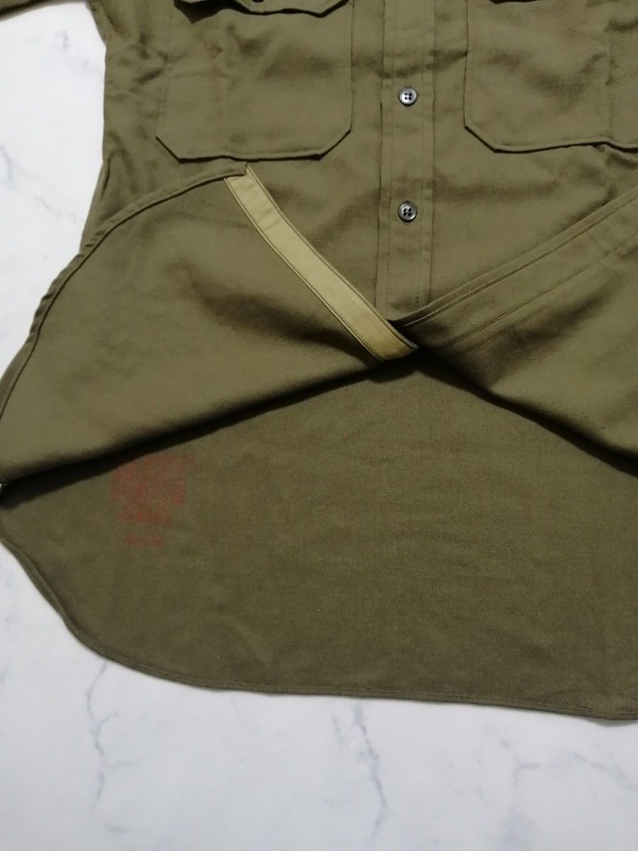 40s 大戦 米軍 USARMY ウールシャツ 長袖シャツ ミリタリーシャツ ヴィンテージシャツ M カーキ ビンテージ