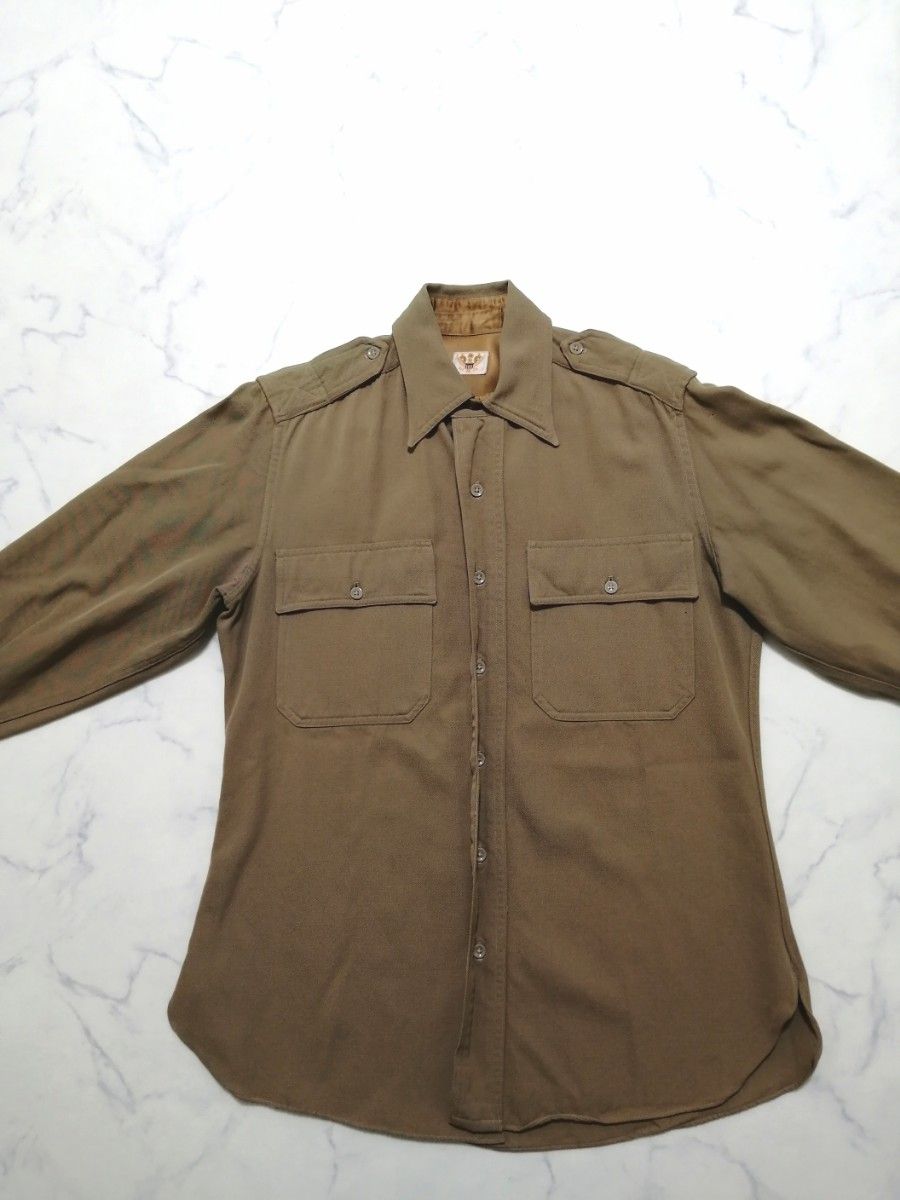 30s 40s USA製 アメリカ軍 米軍 レーヨンシャツ ギャバジンシャツ ヴィンテージシャツ ミリタリーシャツ M