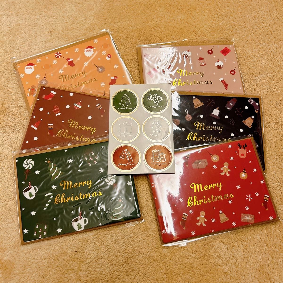 6枚 クリスマスカード Yoayao クリスマス グリーティングカード 展開できる クリスマス メッセージ