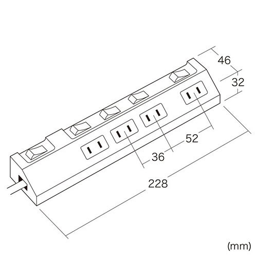 サンワサプライ 節電タップ 形状2P 4個口 1m ブラック TAP-S29-1BK_画像6