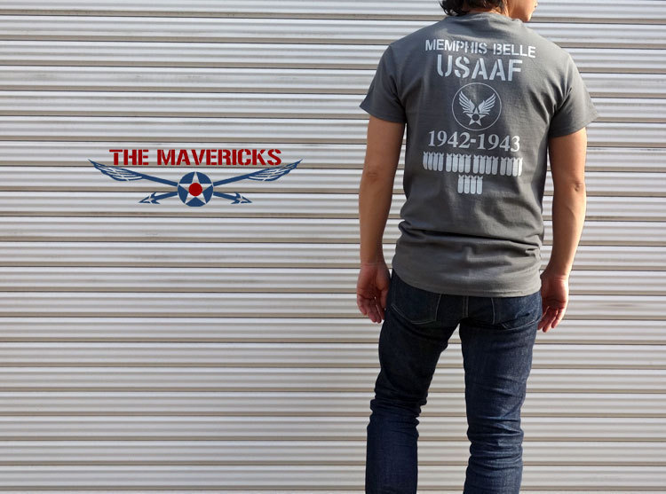 Tシャツ XL ミリタリー 半袖 メンズ 爆弾エアフォース メンフィスベル ロゴT THE MAVEVICKS ブランド チャコールグレー_画像2