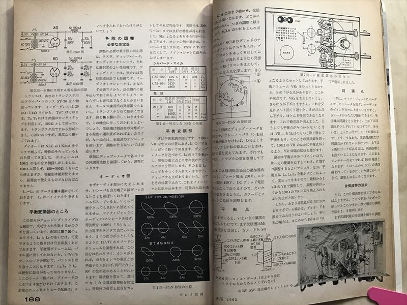 1013 ラジオ技術 1962年8月 マランツ♯7/♯8B全回路図 6BX7アンプの製作と特性 SSB送信機の設計製作 の画像9