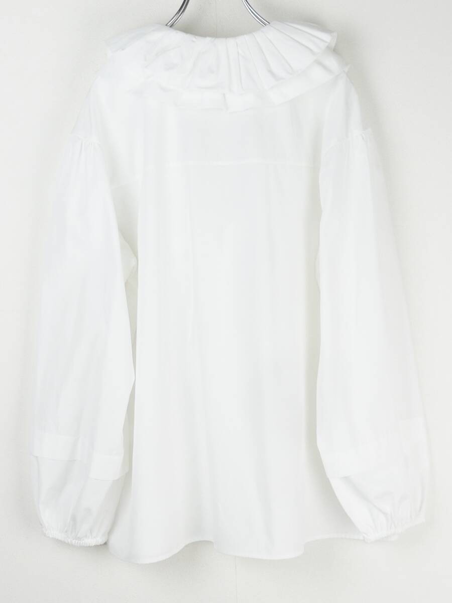 Drawer ドゥロワー 今季24SS フリルリボンブラウス38 美品 ホワイト コットンシャツ ボリュームスリーブ 定価7.5万円_画像5
