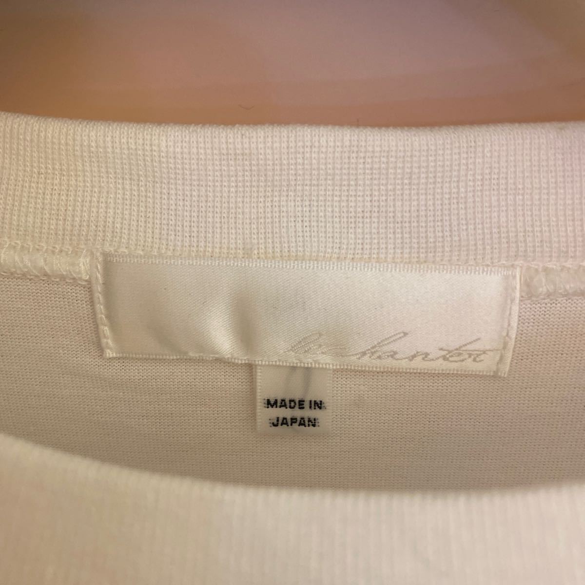 未使用品 le chanter ルシャンテ ロゴTシャツ 白 半袖 ホワイト ネイビー 38サイズ Mサイズ 日本製 の画像5