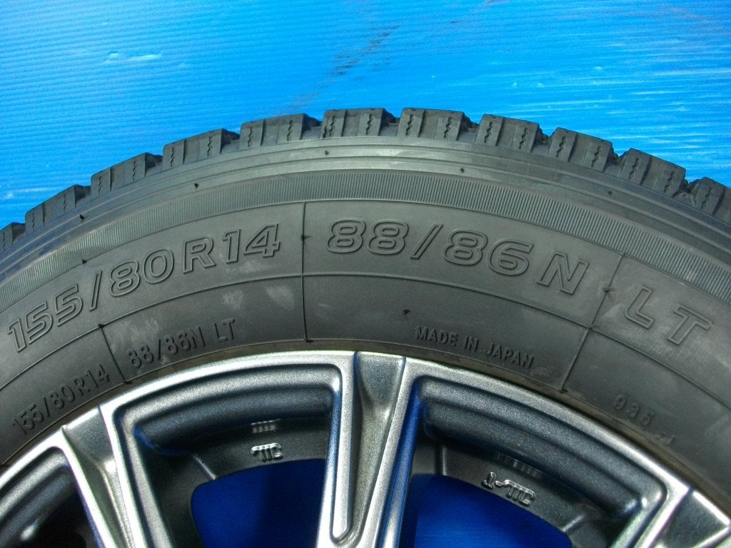 【H】TOPY AZANE E-10 14インチ 5.0J +39 4H PCD100 TOYO DELVEX935 155/80R14 88/86N LT 2023年製 4本 NCP160系 プロボックス サクシード_画像8