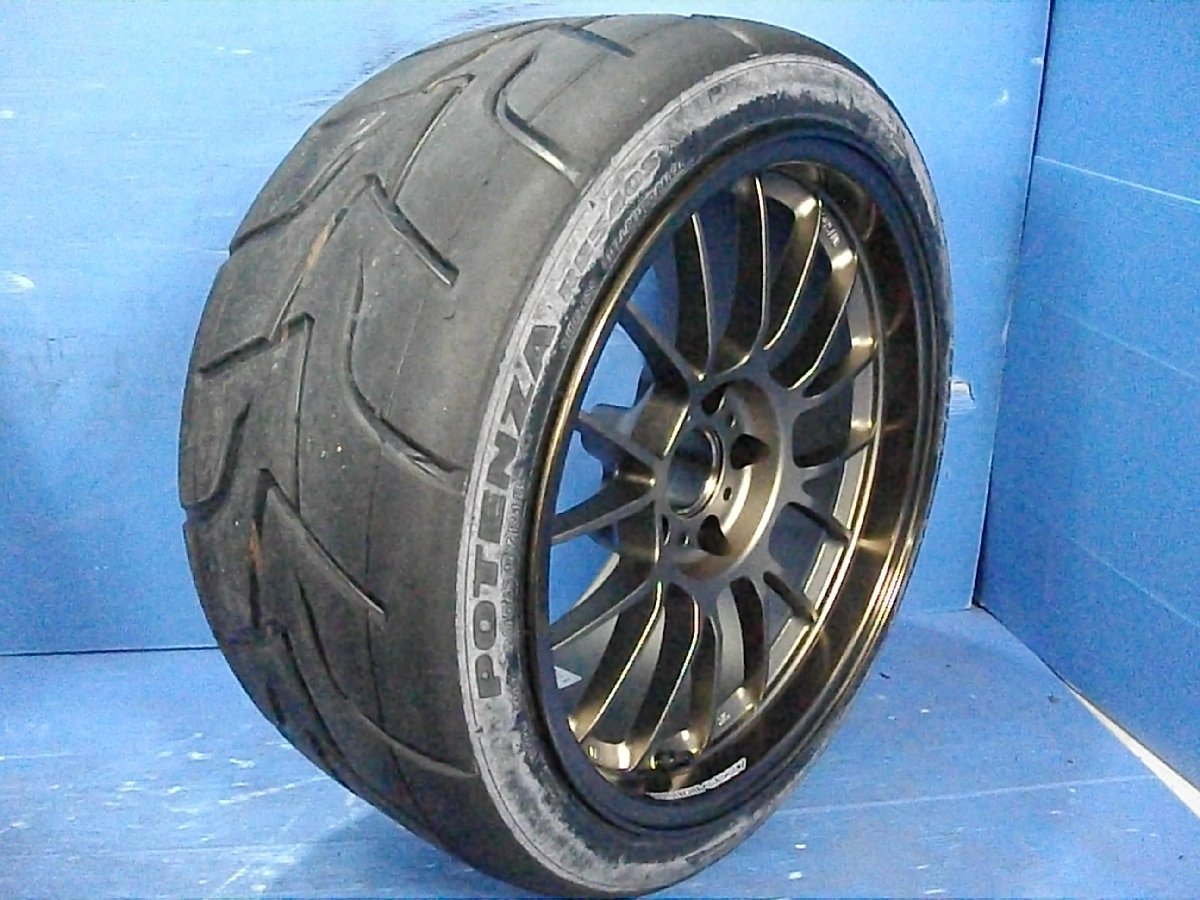 【H】絶版 RAYS VOLK RACING SE-37K 18インチ 10.5J +15 5H PCD114.3 BRIDGESTONE POTENZA RE540S 265/35R18 2002年製 GT-Rサイズ 希少の画像3