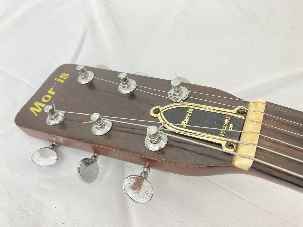 【JN38】(O) Morris モーリス Model No F-15 アコースティック ギター 1974年製 アコギ 楽器 弦楽器 日本製 サビあり 中古現状品_画像6