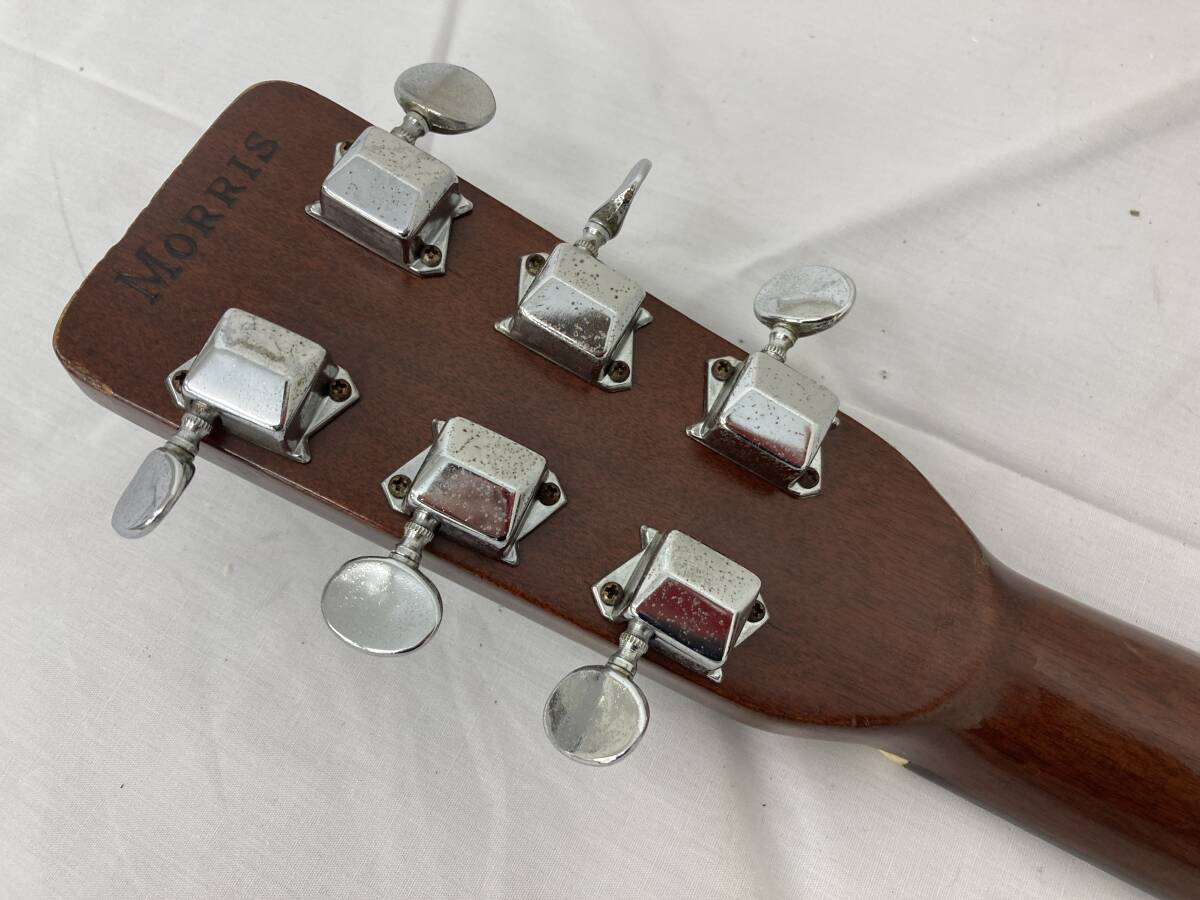 【JN38】(O) Morris モーリス Model No F-15 アコースティック ギター 1974年製 アコギ 楽器 弦楽器 日本製 サビあり 中古現状品_画像7