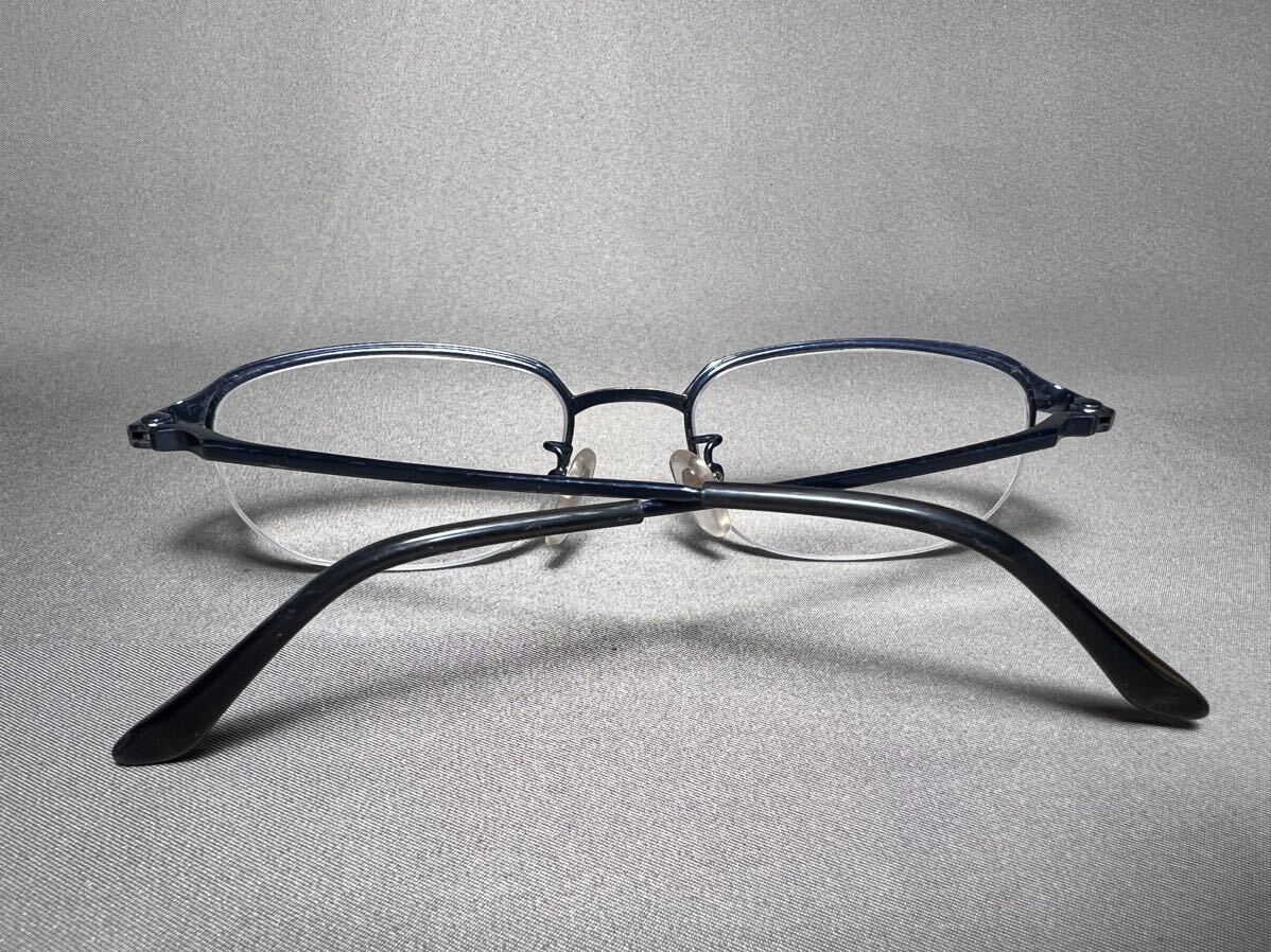 VINTAGE日本製【BALLY/バリー】TITAN-P ハーフリム 眼鏡フレーム メタルフレーム ブルー ヴィンテージ オールド サングラスの画像8