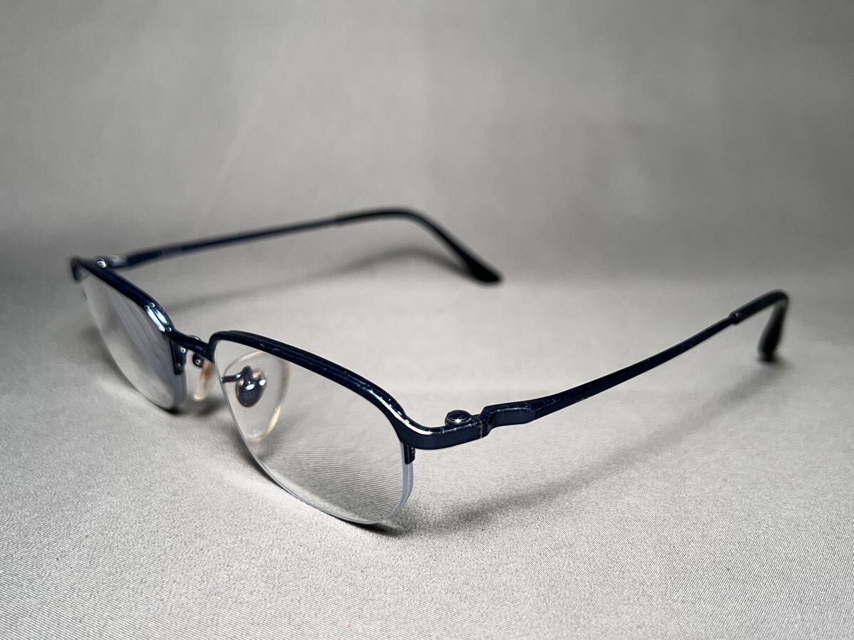 VINTAGE日本製【BALLY/バリー】TITAN-P ハーフリム 眼鏡フレーム メタルフレーム ブルー ヴィンテージ オールド サングラスの画像4