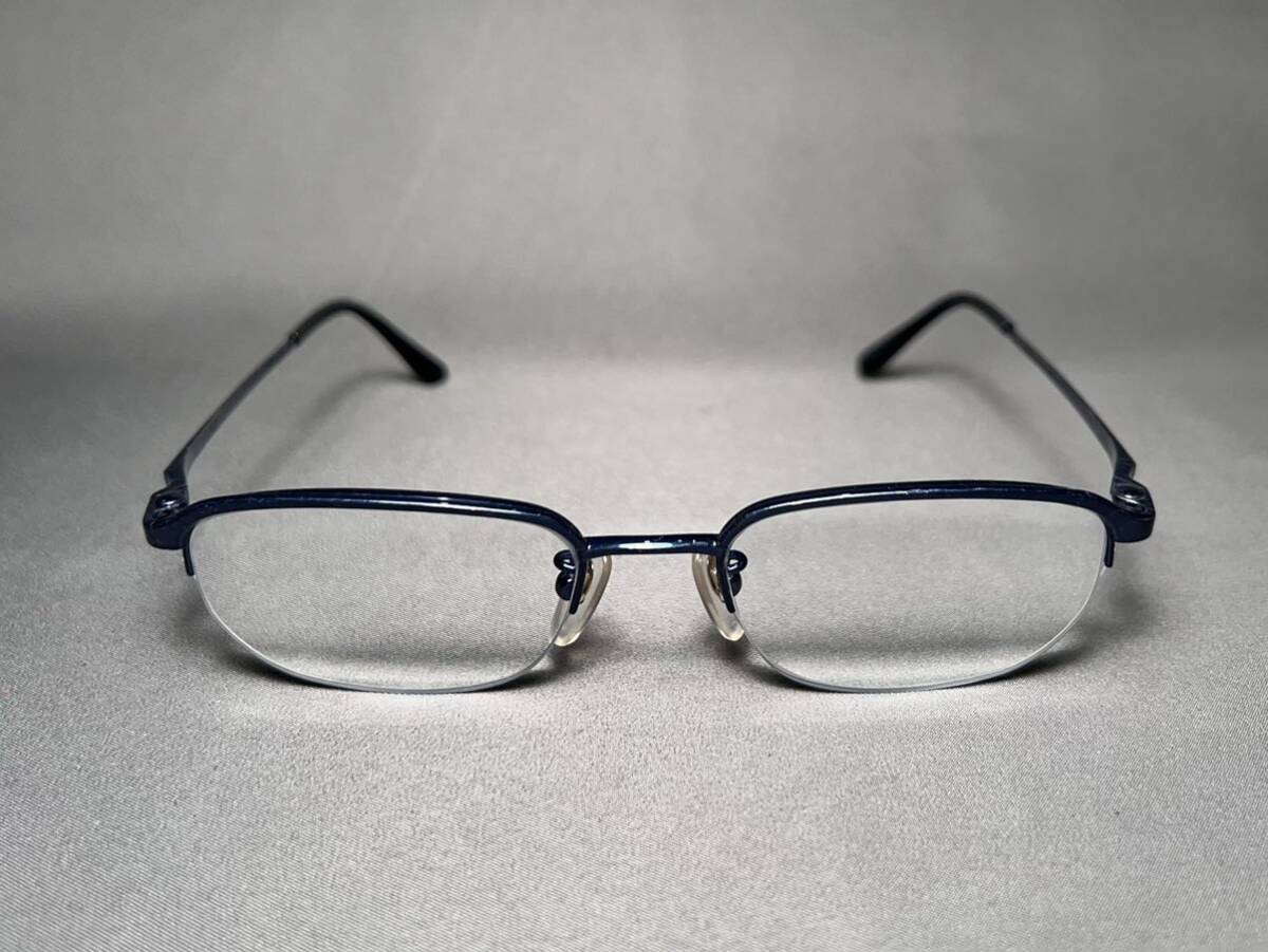 VINTAGE日本製【BALLY/バリー】TITAN-P ハーフリム 眼鏡フレーム メタルフレーム ブルー ヴィンテージ オールド サングラスの画像3
