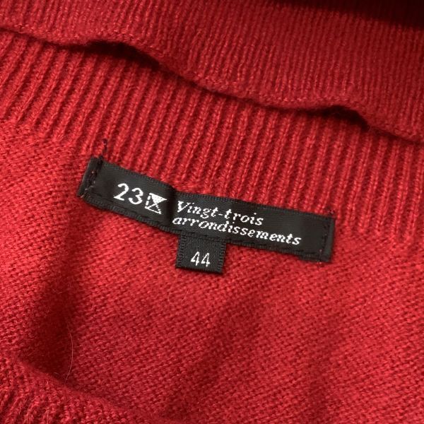 【高級カシミア混】美品 23区 大きいサイズ カシミア混 ニット セーター レディース 44 XXL レッドの画像5