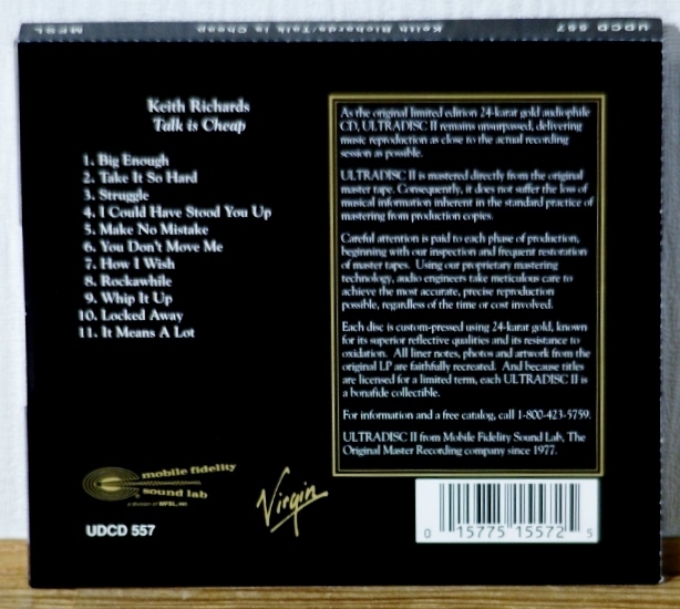 MFSL♪キース・リチャーズ/Talk Is Cheap★高音質ゴールドCD 24KT GOLD CD★ディスク：MADE IN JAPAN★Keith Richardsの画像2