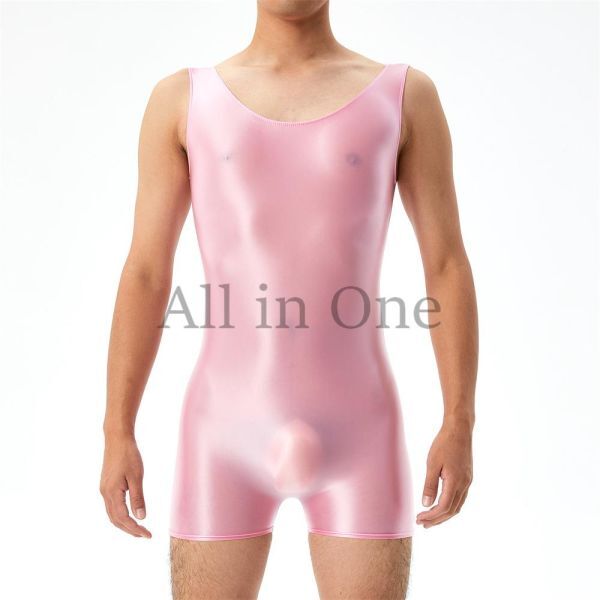 112-105-23 gloss gloss lustre men's no sleeve cosplay [ pink,L size ] man Jump suit ero sexy costume.2