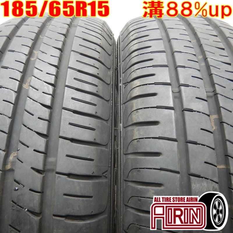 中古タイヤ 185/65r15 タイヤ DUNLOP ENASAVE EC204 2本セット ヤリス プリウス ノート ティーダ 中古 15インチの画像1