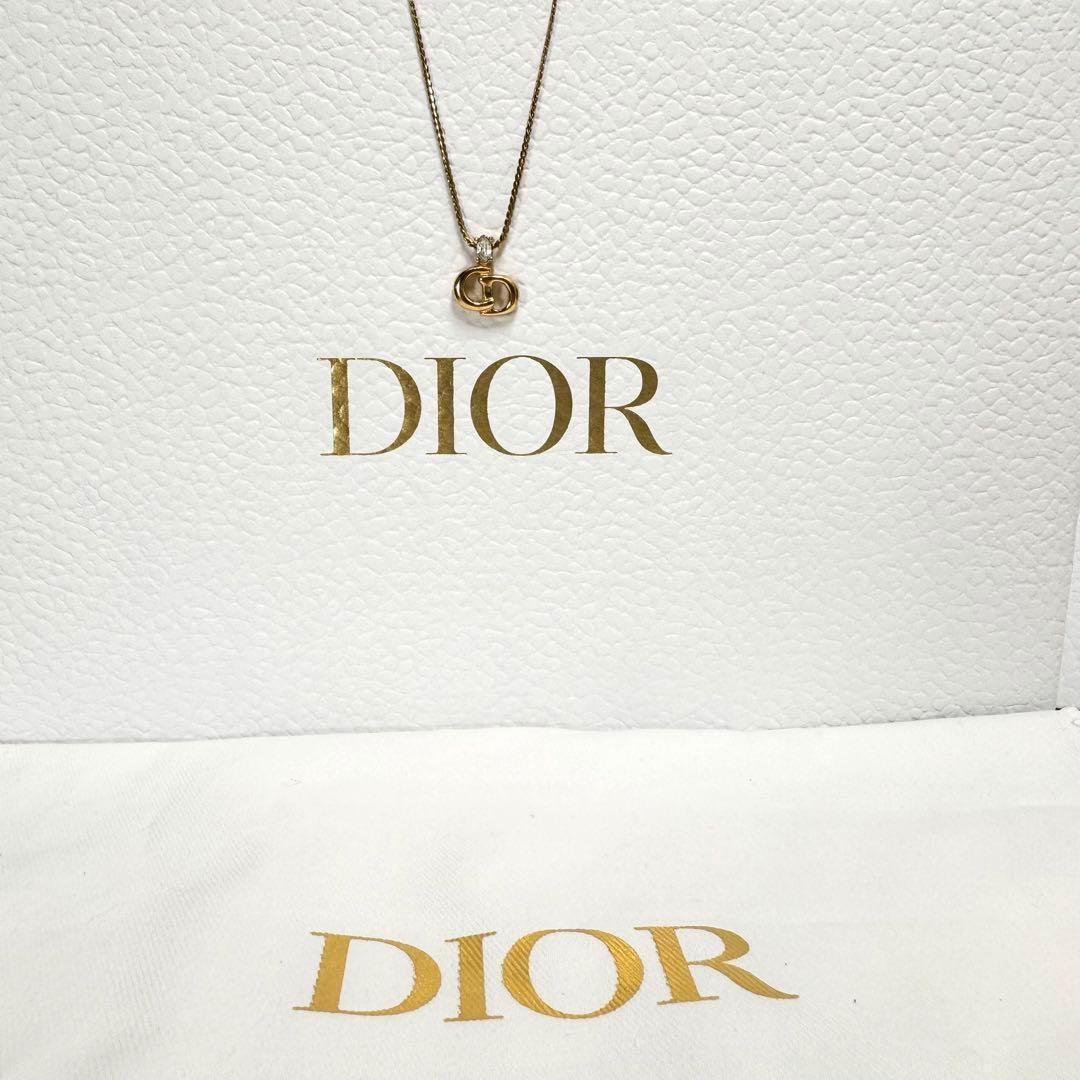 【鑑定済】Dior ディオール ネックレス ラインストーン CDロゴ ヴィンテージ ゴールド コスチュームジュエリー_画像3