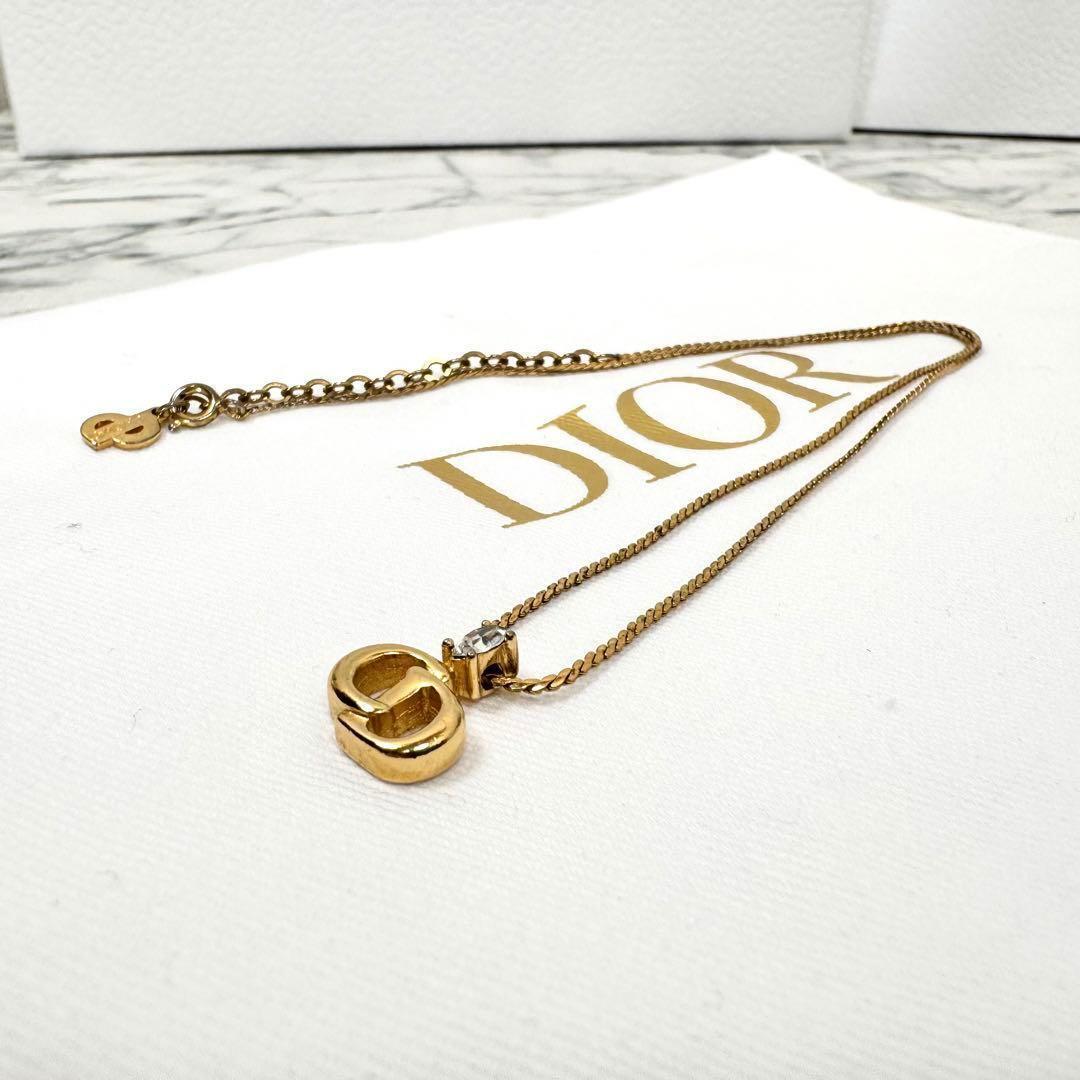 【鑑定済】Dior ディオール ネックレス ラインストーン CDロゴ ヴィンテージ ゴールド コスチュームジュエリー_画像4