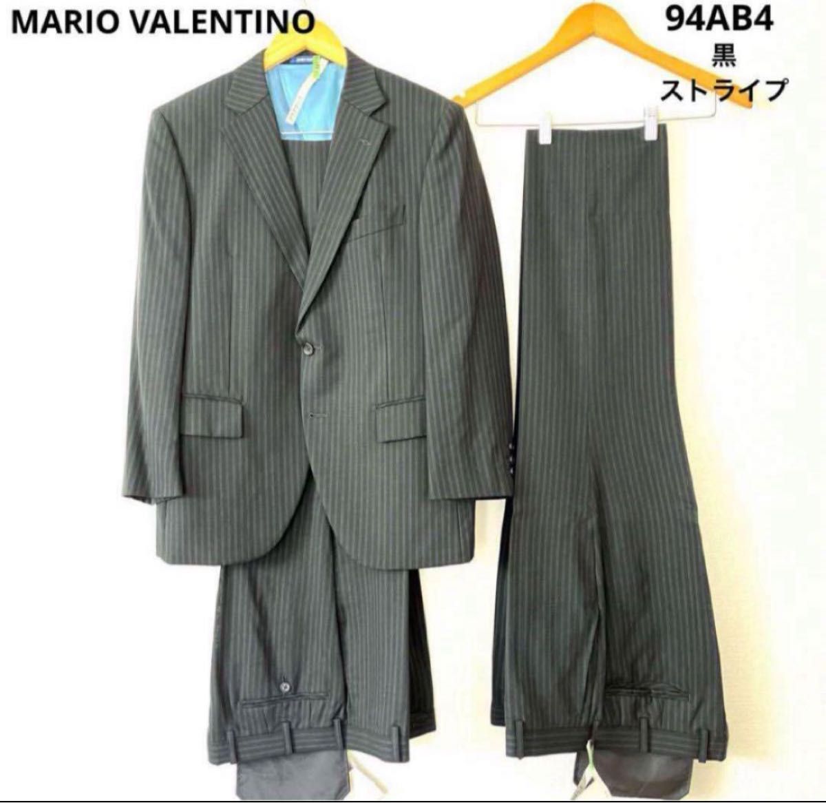 MARIO VALENTINO 2パンツスーツ ウール AB4 黒 ストライプ スーツ セットアップ ジャケット グレー