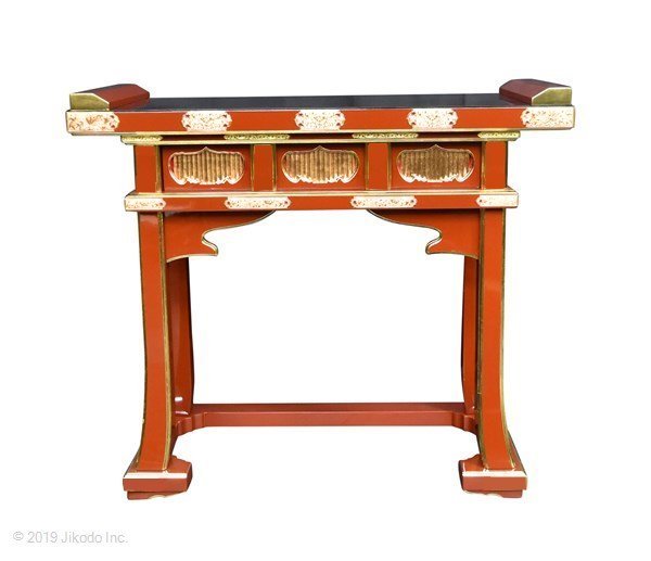 72728円 【寺院仏具】黒塗り 高級背高導師机 引出し付き 金具 72728円 【寺院仏具】黒塗り 高級背高導師机 引出し付き 金具