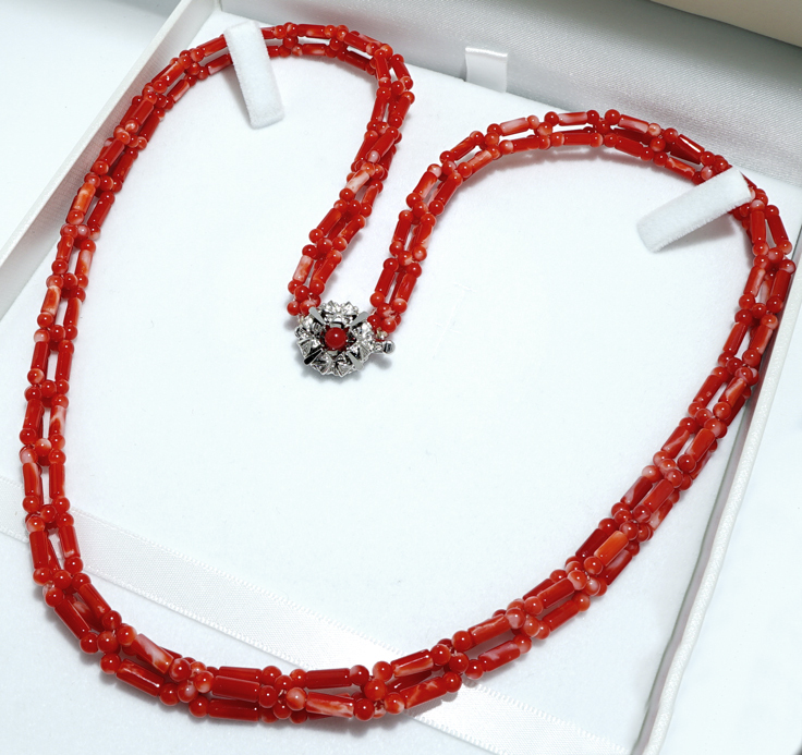 ◆天然血赤珊瑚 日本近海産 4.4mm 62cm ロング Silver 35.9g 中央宝石研究所ソーティング ネックレス 宝石 ジュエリー jewelry_画像3