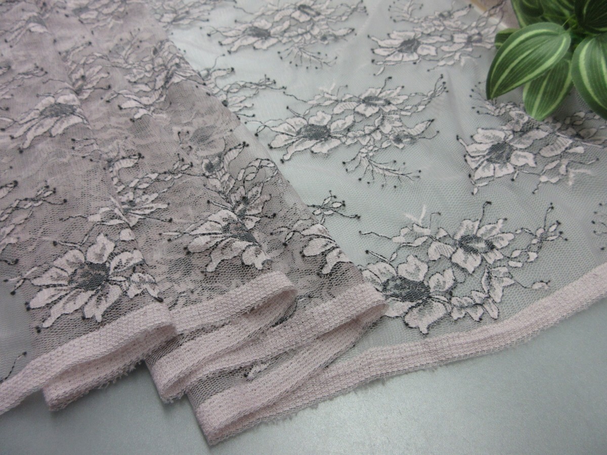 KA4123-2 * poly- series chu-ru lace fabric * length 2m| floral print | sombreness purple 