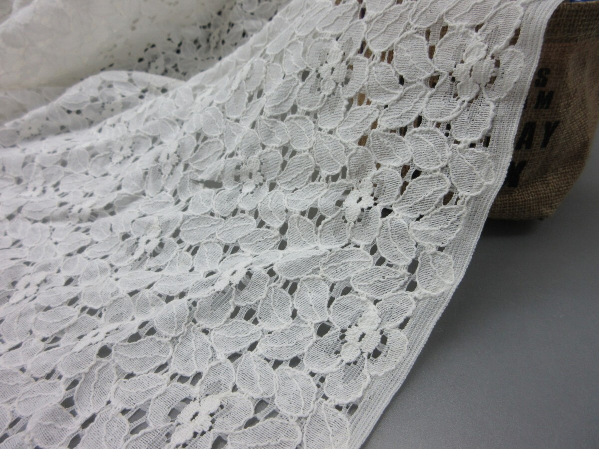 KA4130-1 * poly- series Chemical lace fabric * length 2.5m| floral print | off white 