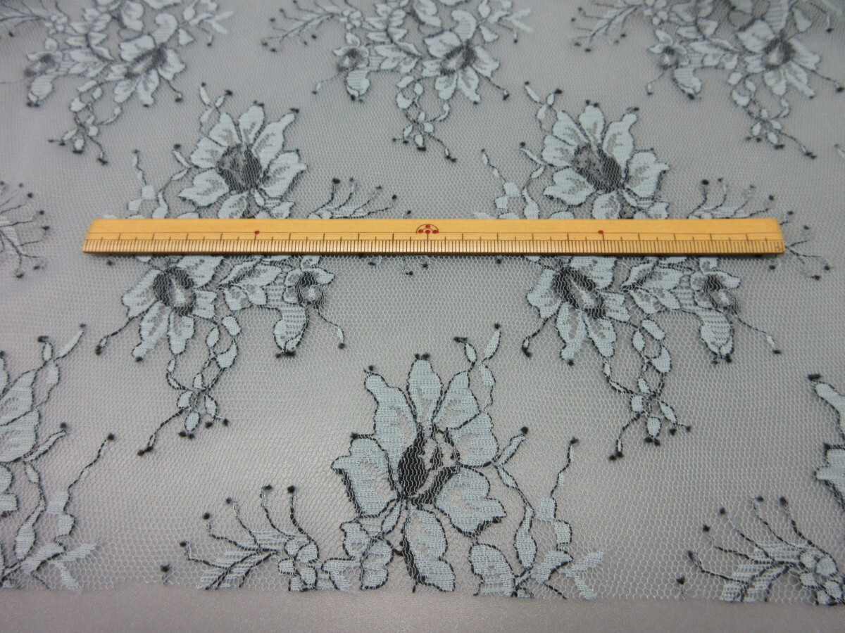 KA4131-1 * poly- series chu-ru lace fabric * length 3m| floral print | aqua green 