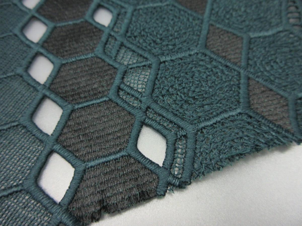 KA4135-1 * poly- series lace fabric * length 2m| pattern thing | Chrome green × scorching tea 