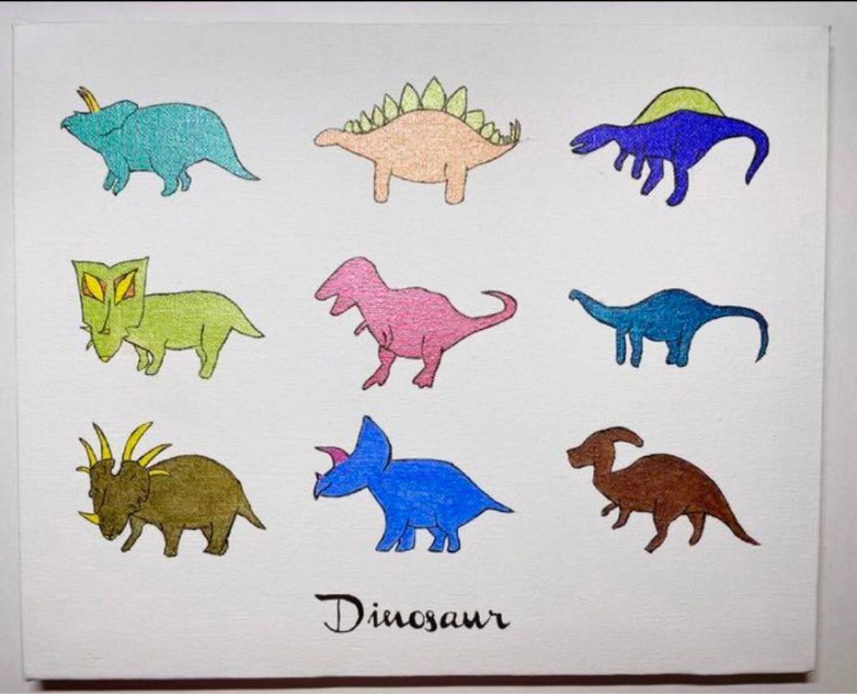 134 恐竜　原画アートアクリル画