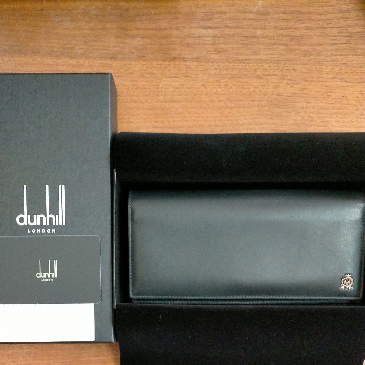 A ダンヒル dunhill 本革  レザー 長財布 ウォレット 札入れ ブラック 黒 財布 メンズ 薄型 