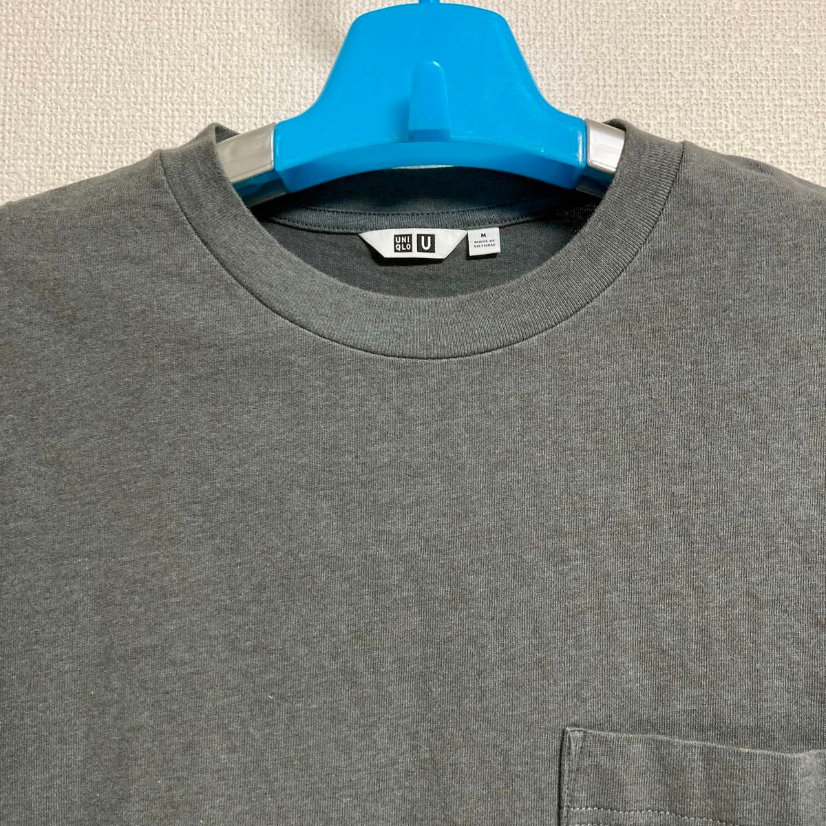 ユニクロU ユニクロ　 半袖 Tシャツ クルーネック　コットン　無地　綿　メンズ　M グレー　灰色