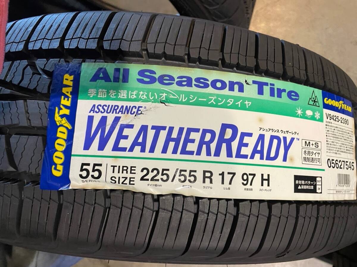 収納袋付 送料無料 新品 2本セット (MP0256.8) 225/55R17 97H GOODYEAR ASSU WEATHERREADY 2020年以降製造 225/55/17 オールシーズンの画像1