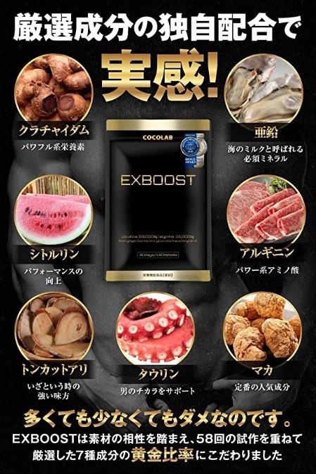 【匿名配送】【送料無料】EXBOOST EXブースト シトルリン アルギニン マカ 亜鉛 サプリメント 180粒(30日分)_画像5