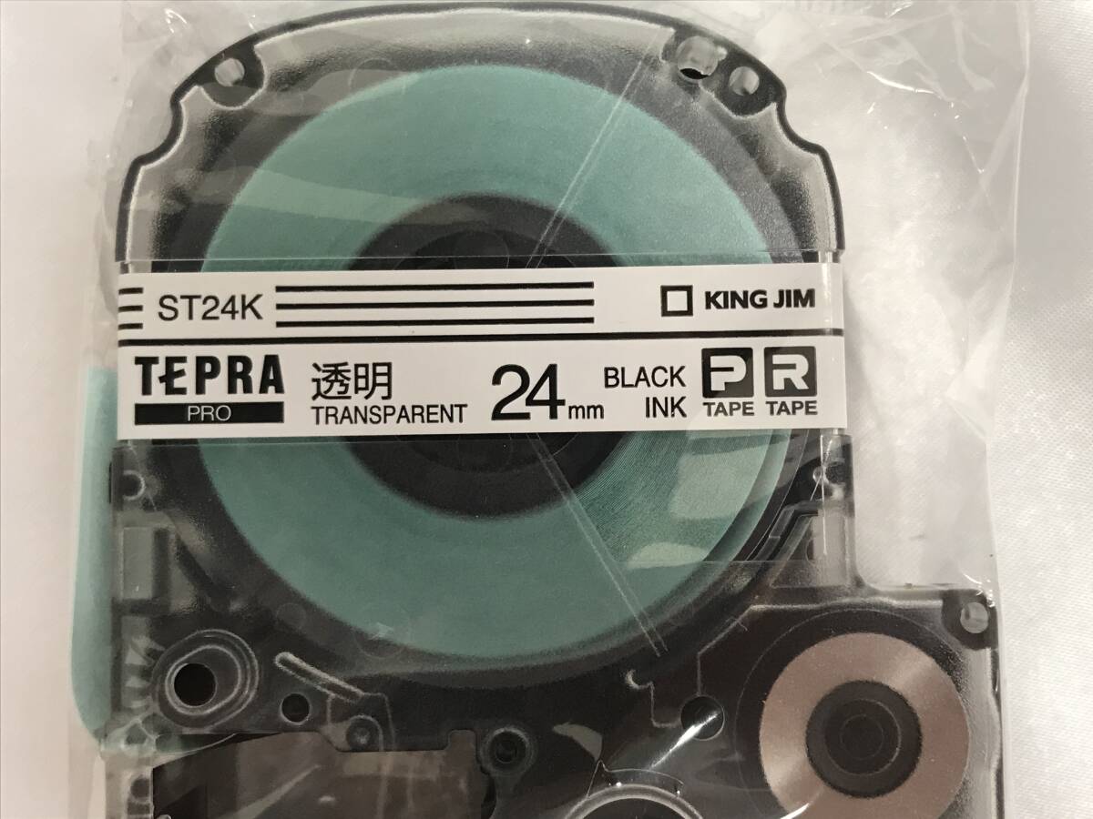 【J】 TEPRA PRO テプラプロ テープカートリッジ 透明ラベル ST24K 24㎜ Pタイプ/Rタイプ 白透明・黒文字 未使用保管品 #198511-12 在9の画像1