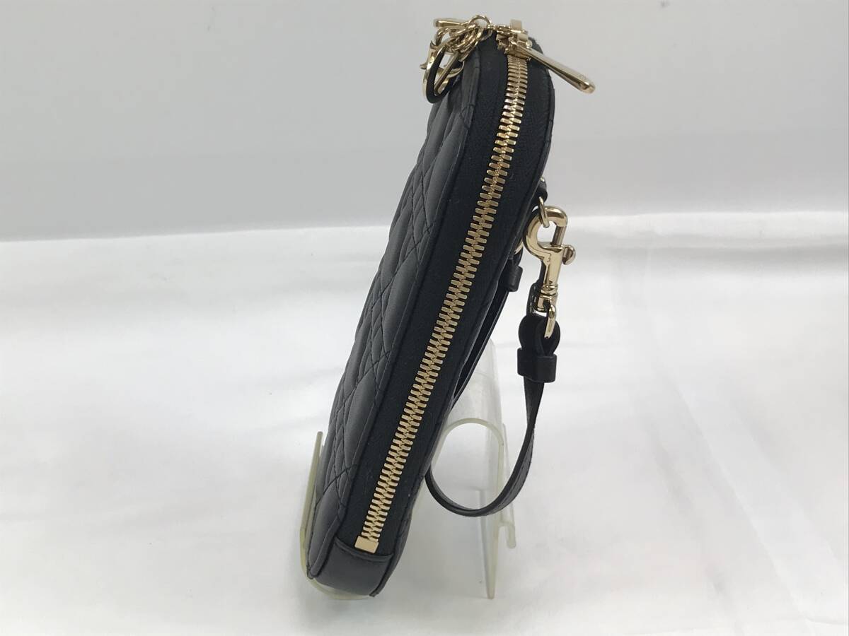 ☆ディオール/ DIOR【ChristianDior】 LADY DIOR フォンホルダー ラムスキン 黒×ゴールド美品！　♯200267-723_画像9