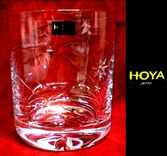 売切 HOYA クリスタル ロックグラス大 日本製 未使用品 箱無 B/B、寸法φ上83/下71×H93ｍm、容量340ml、重量380ｇ、口元1.4mm、底厚16mm_画像3