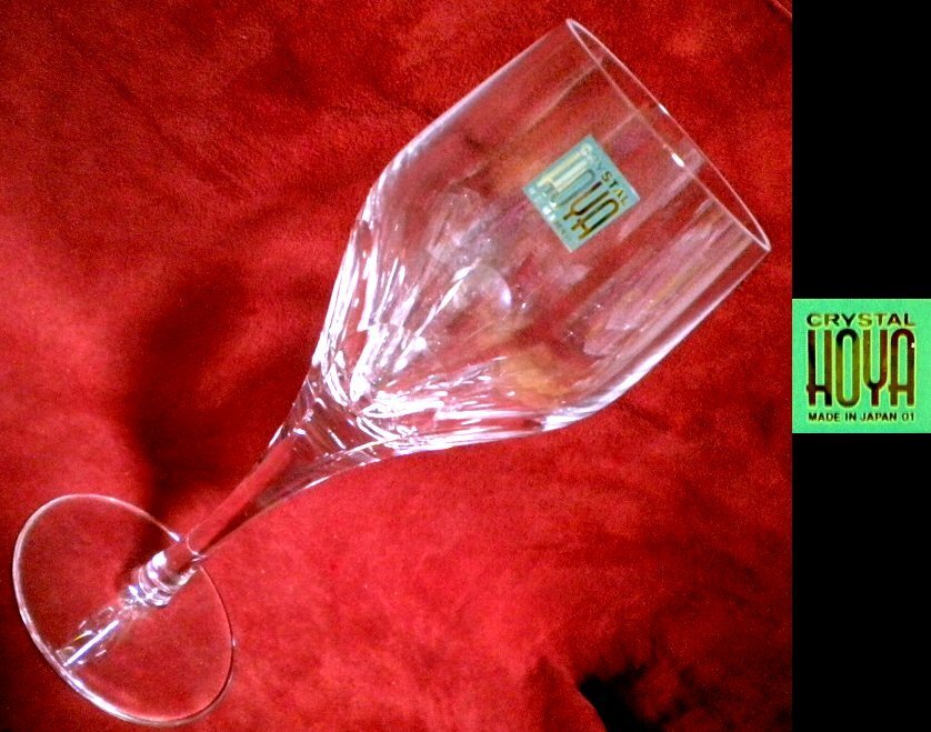 売切 HOYA クリスタル ワイン グラス 6面カットグラス 容量160cc 1客 未使用品 D/D 寸法φ上55/中62/下62×H162mm 重量150ｇ 口元厚1.1mm_画像3