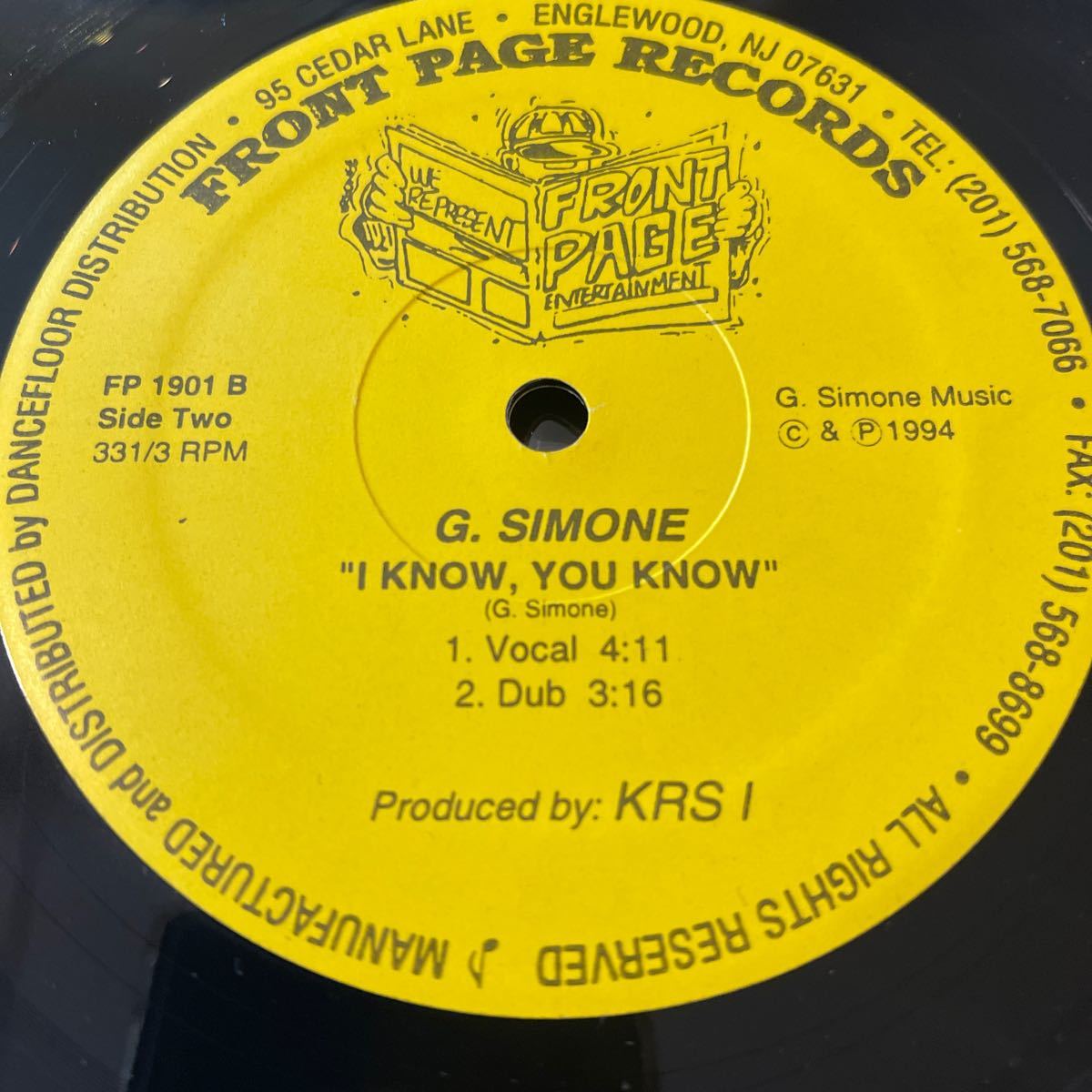 G. SIMONE/MUSIC FOR THE 90S/I KNOW YOU KNOW/feat.KRS ONE/レコード/中古/HIPHOP/CLUB/DJの画像4