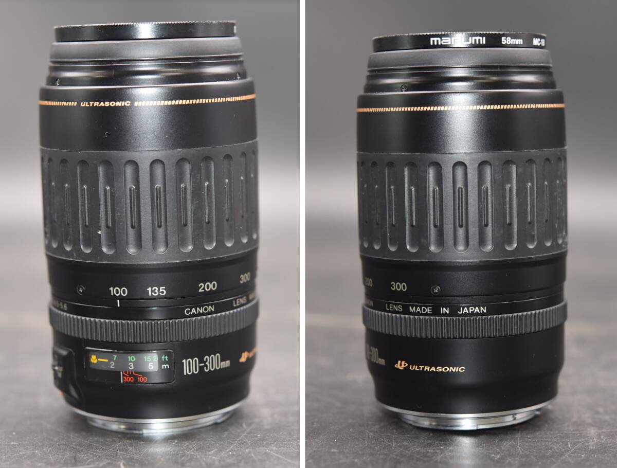 OY3-68 現状品|キャノン CANON ZOOM LENS EF 100-300mm 1:4.5-5.6 レンズ ウルトラソニック / marumi 58mm mc-18 フィルター ケース付き_画像2