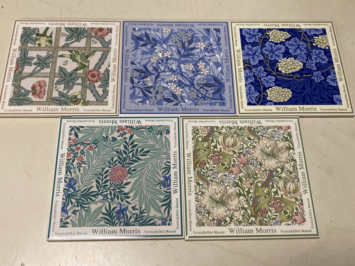 ウィリアム・モリス☆William Morris タイルコースター 5枚セット（送料185円）_画像1