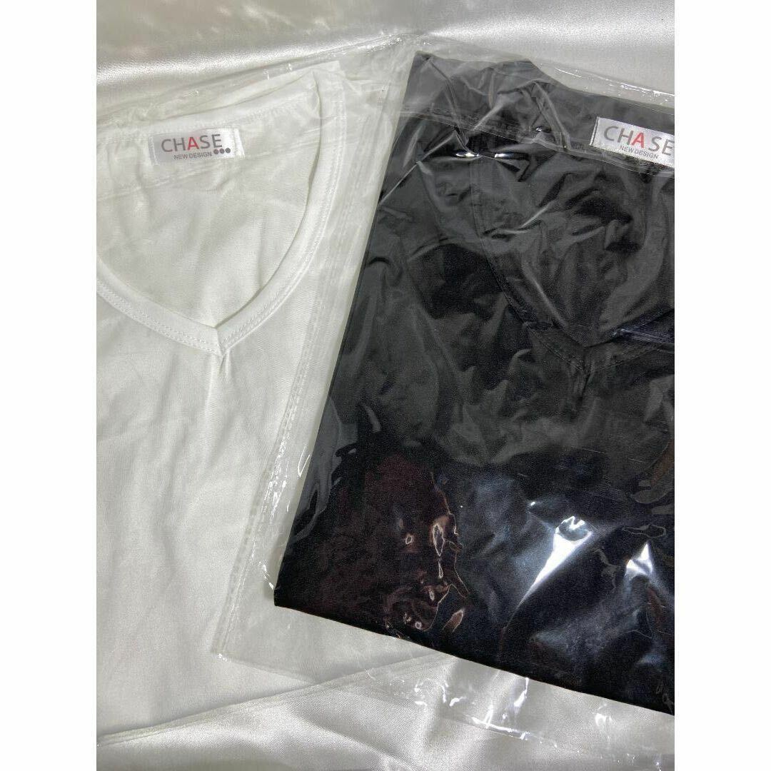 Vネック シャツ 半袖 きれいめ シンプル カットソー レディース Tシャツ 白 Lの画像5